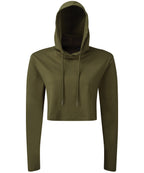 Women's TriDri® cropped hooded long sleeve t-shirt - Olive