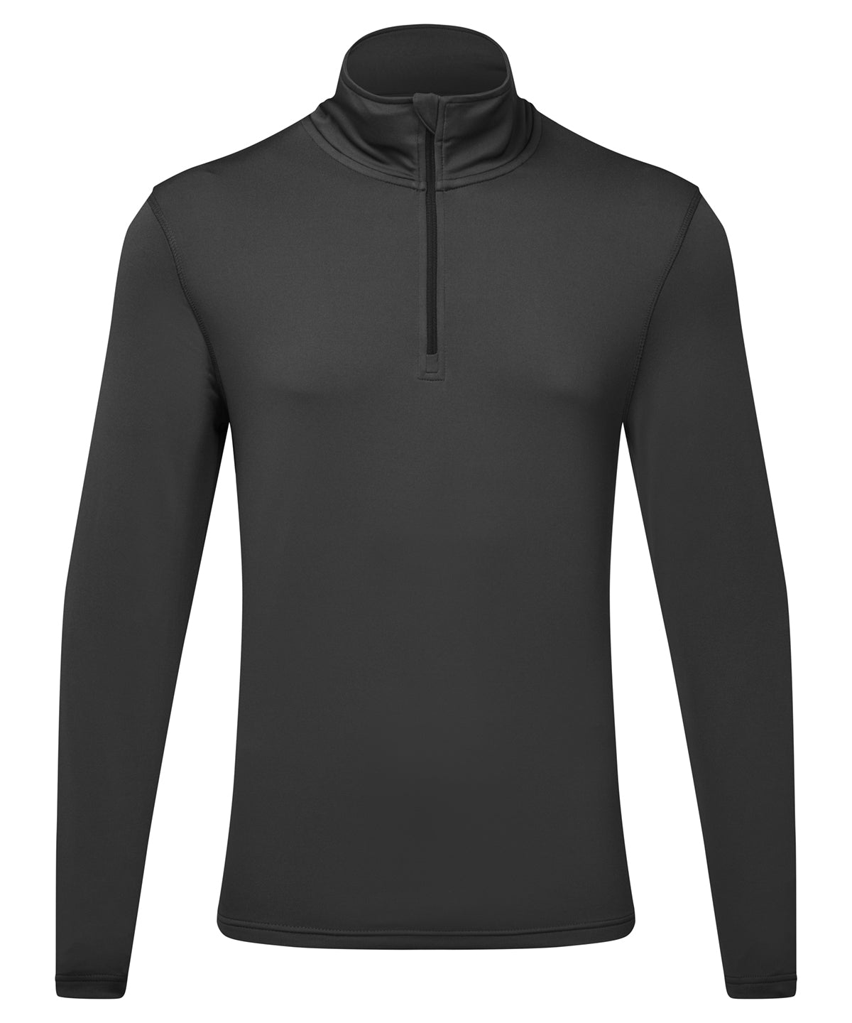Men's TriDri® recycled long sleeve brushed back ¼ zip - Charcoal/Black