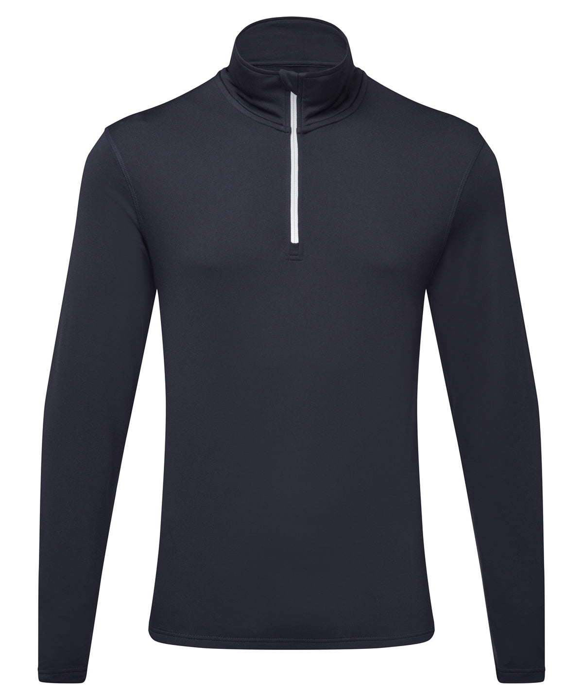 Men's TriDri® recycled long sleeve brushed back ¼ zip - French Navy/White