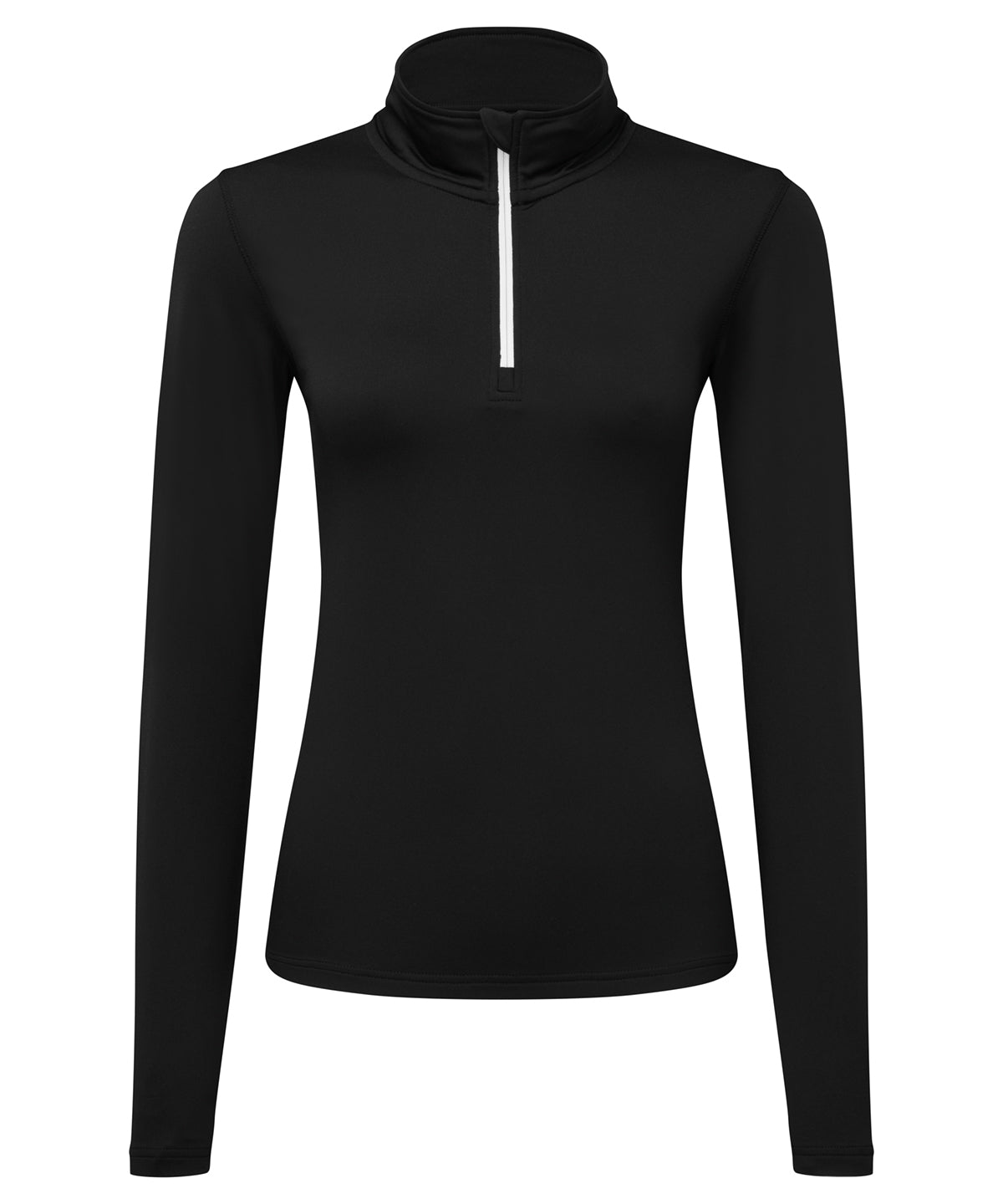 Women's TriDri® recycled long sleeve brushed back ¼ zip - Black/White