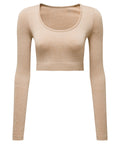 Women's TriDri® ribbed seamless 3D fit" crop top" - Nude Melange
