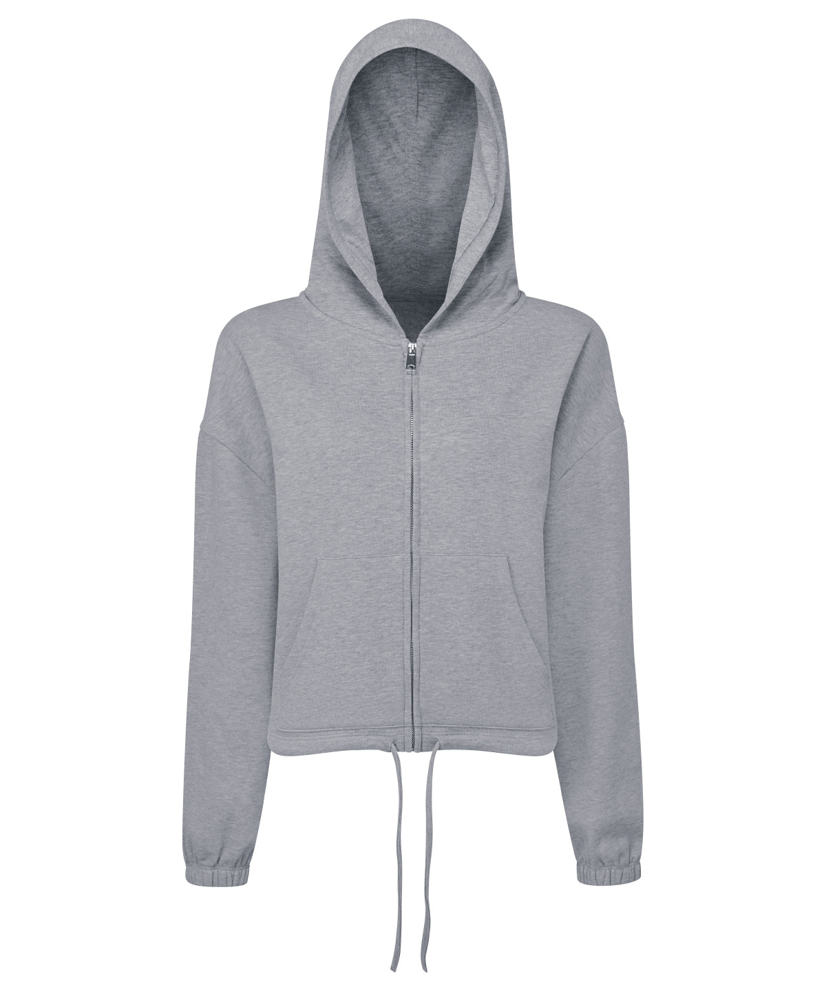 Women's TriDri® recycled cropped oversize full-zip hoodie - Heather Grey