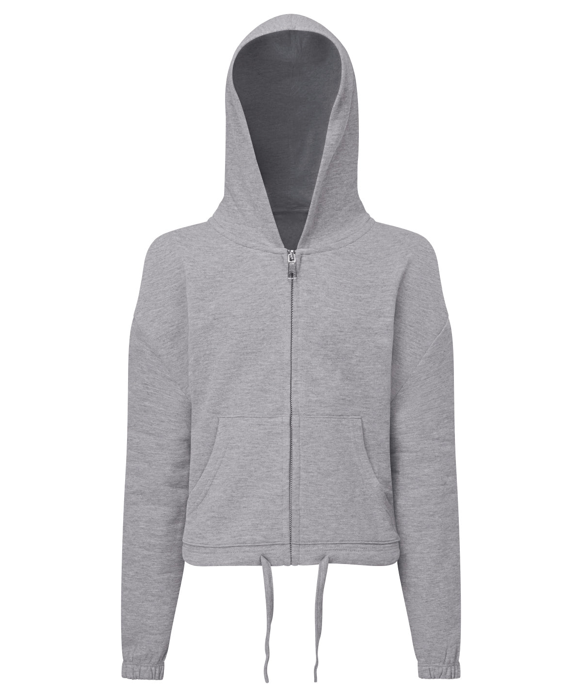 Kids TriDri® recycled cropped oversize full-zip hoodie - Heather Grey