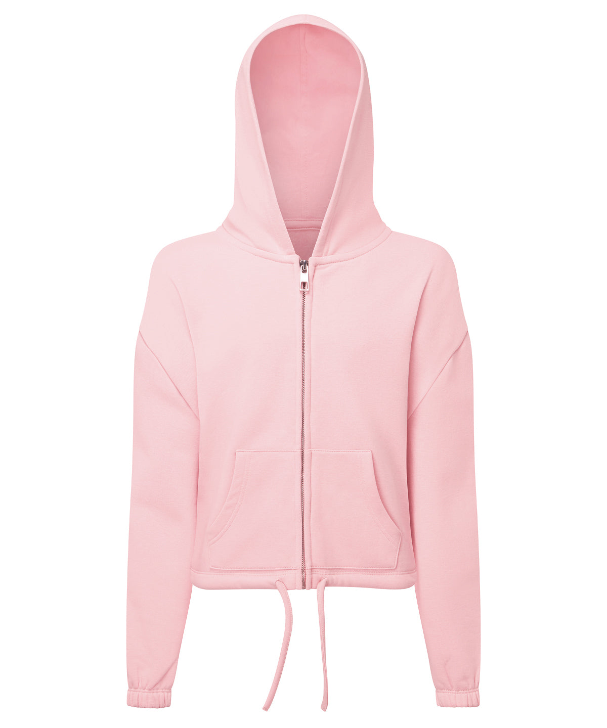 Kids TriDri® recycled cropped oversize full-zip hoodie - Light Pink