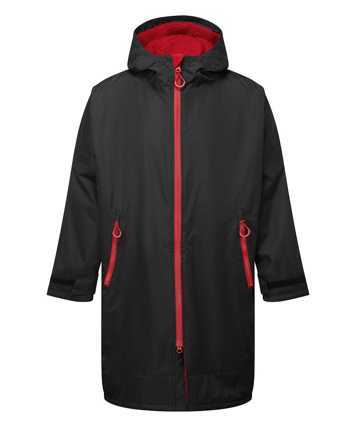 Tridri® Recycled all-seasons waterproof changing robe - Black/Fire Red
