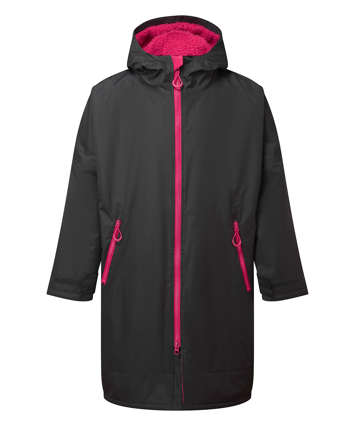Tridri® Recycled all-seasons waterproof changing robe - Charcoal/Hot Pink