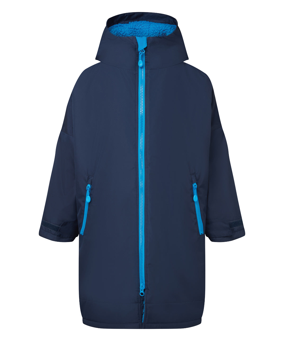 Kids TriDri® Recycled all-seasons waterproof changing robe - Navy/Sapphire