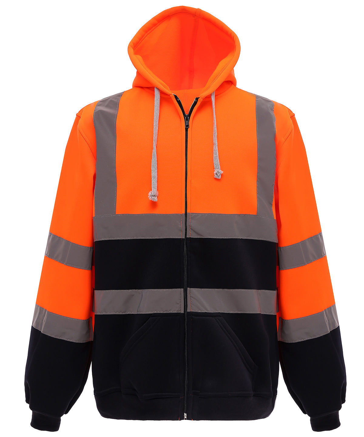 Hi-vis zip hoodie (HVK07) - Orange/Navy