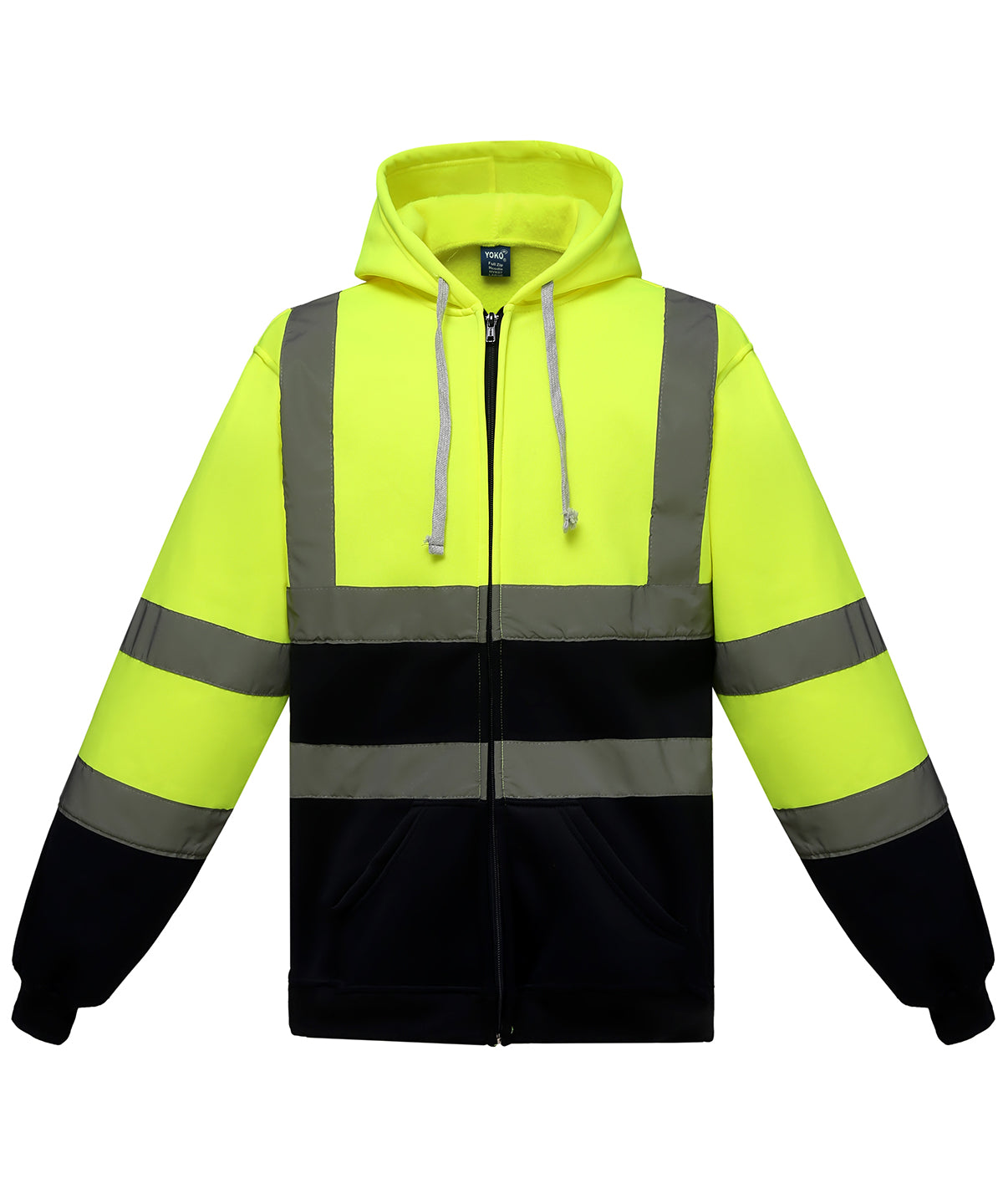 Hi-vis zip hoodie (HVK07) - Yellow/Navy
