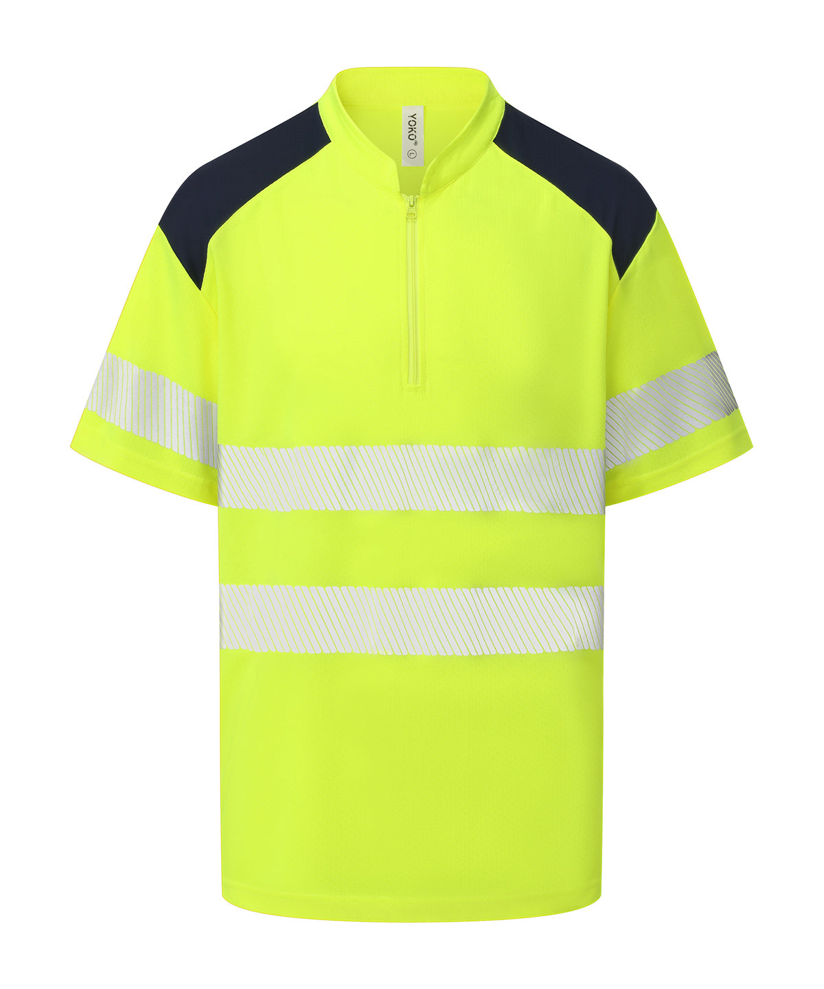 Hi-vis mandarin collar zip neck comfort trim polo (HVJ230) - Hi-vis Yellow
