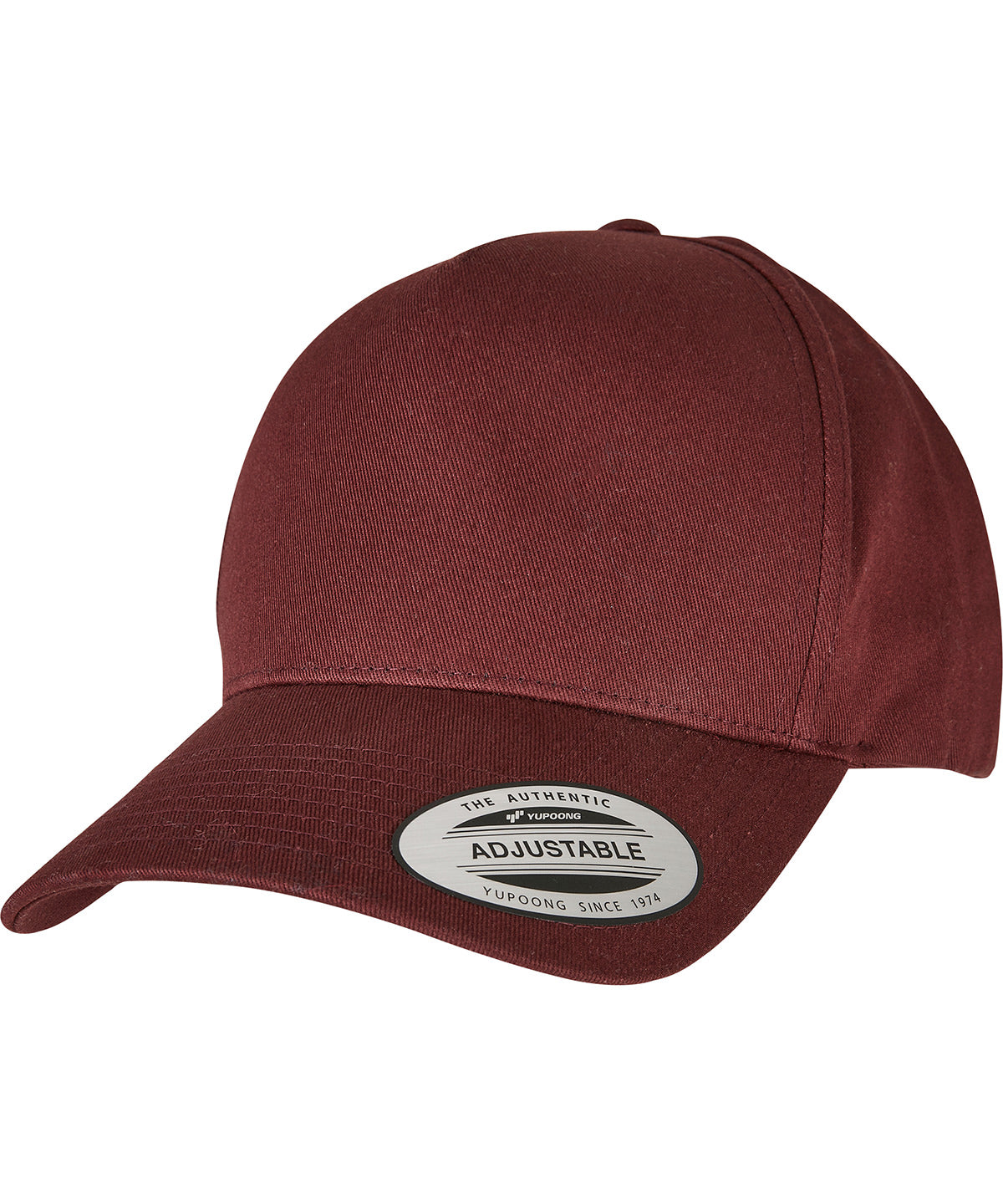 5-panel curved classic snapback (7707) - Burgundy