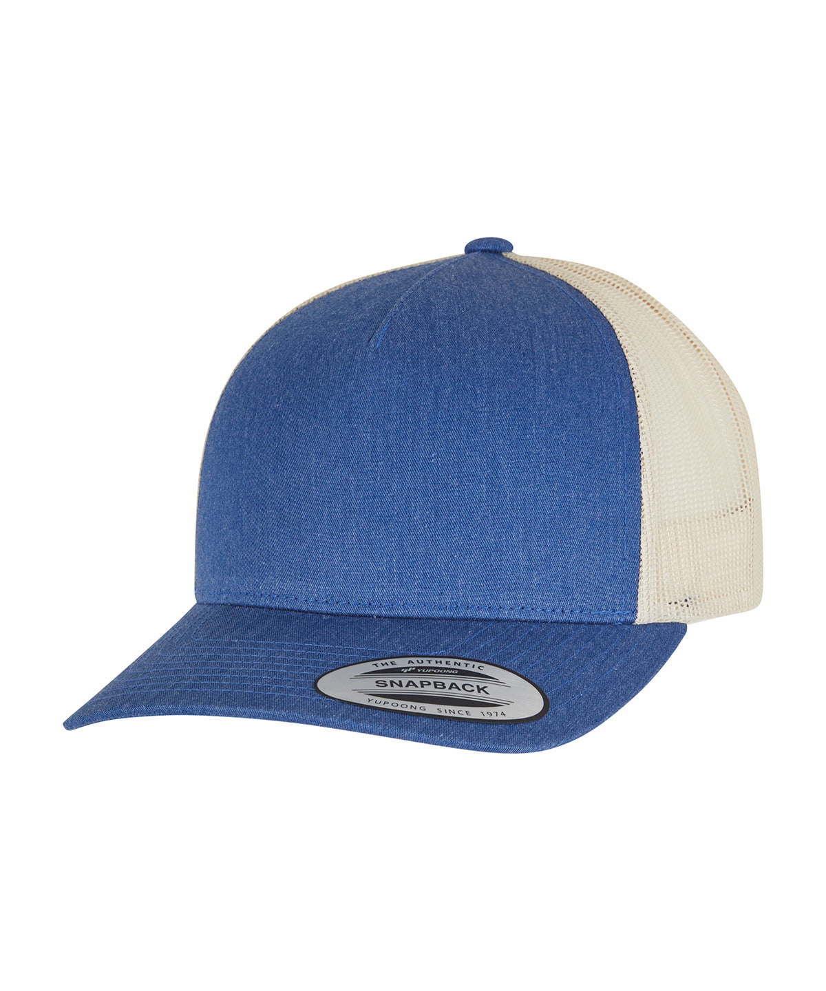 5-panel retro trucker 2-tone cap (6506T) - Blue/Beige