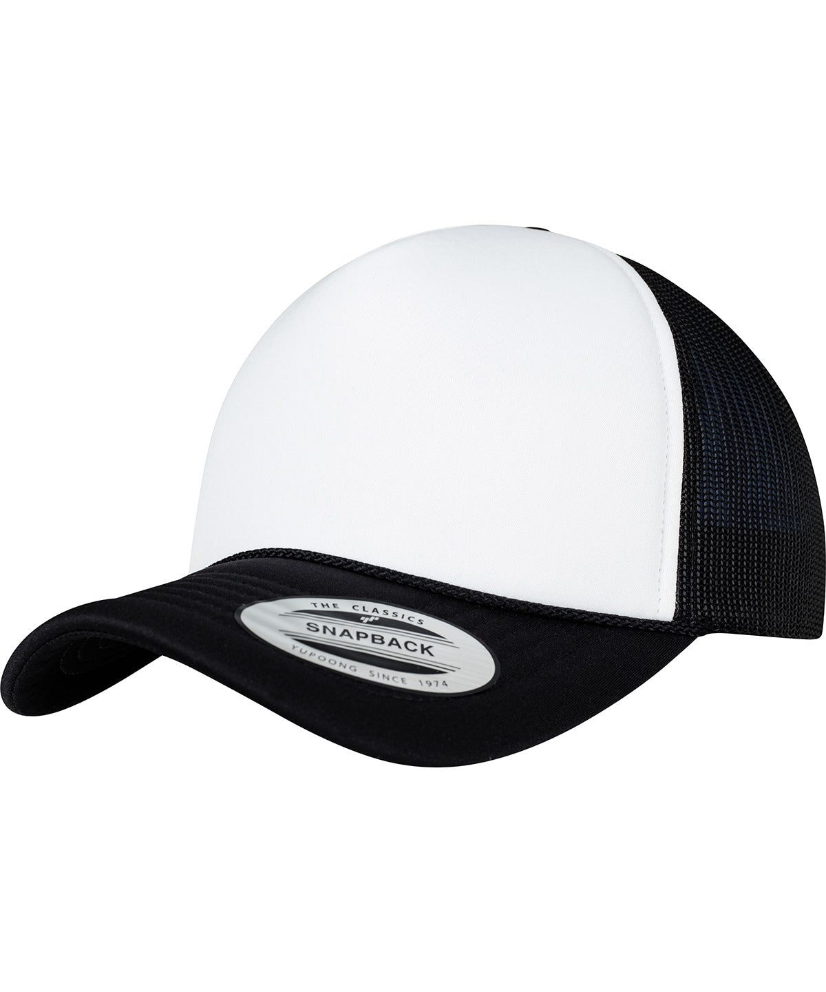 Foam trucker cap curved visor (6005FC) - Black/White/Black