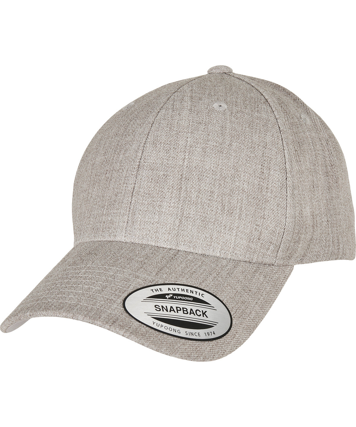Premium curved visor snapback cap (6789M) - Heather Grey